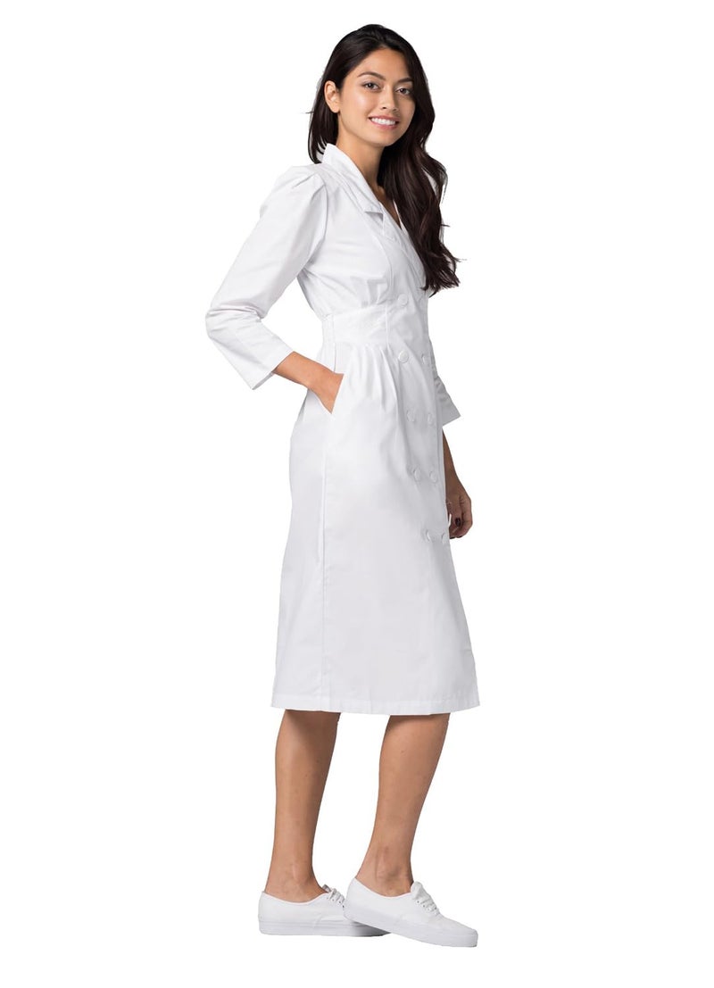 Adar Uniforms Universal Scrub Dress for Women - Fitted Midriff 2810 White 22 - Image 5